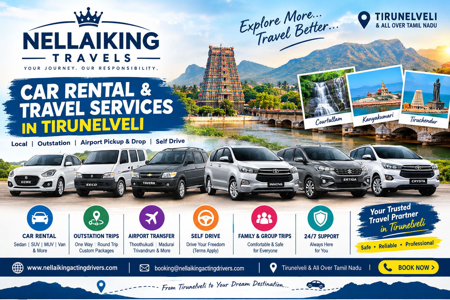 Best Car Rental & Travel Services in Tirunelveli | NELLAIKING TRAVELS